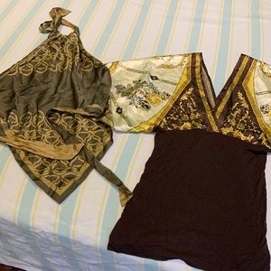 Silk Bebe triangle top + cute top